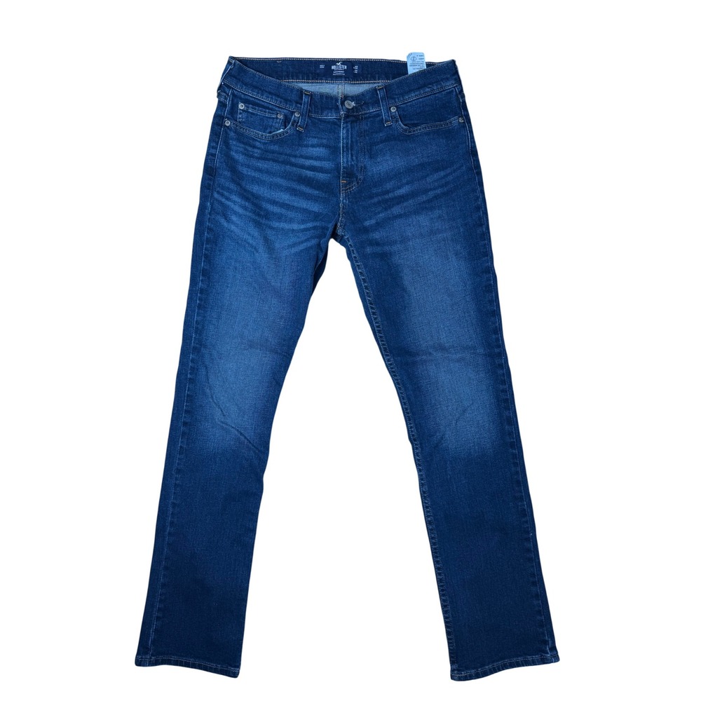 Hollister Epic Flex Slim Straight Jeans Mens 32x32 Dark Wash Blue Denim Pants‎